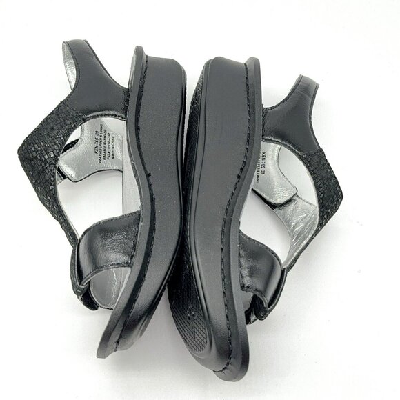 Alegria Sandals Kendra Leather T Strap Wedge Tile Me More Black Rocker US 9 EU39 - Picture 4 of 10
